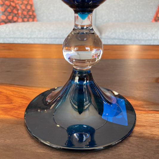 Large Blue Decor Goblet with Clear Ball Accent SMALLS