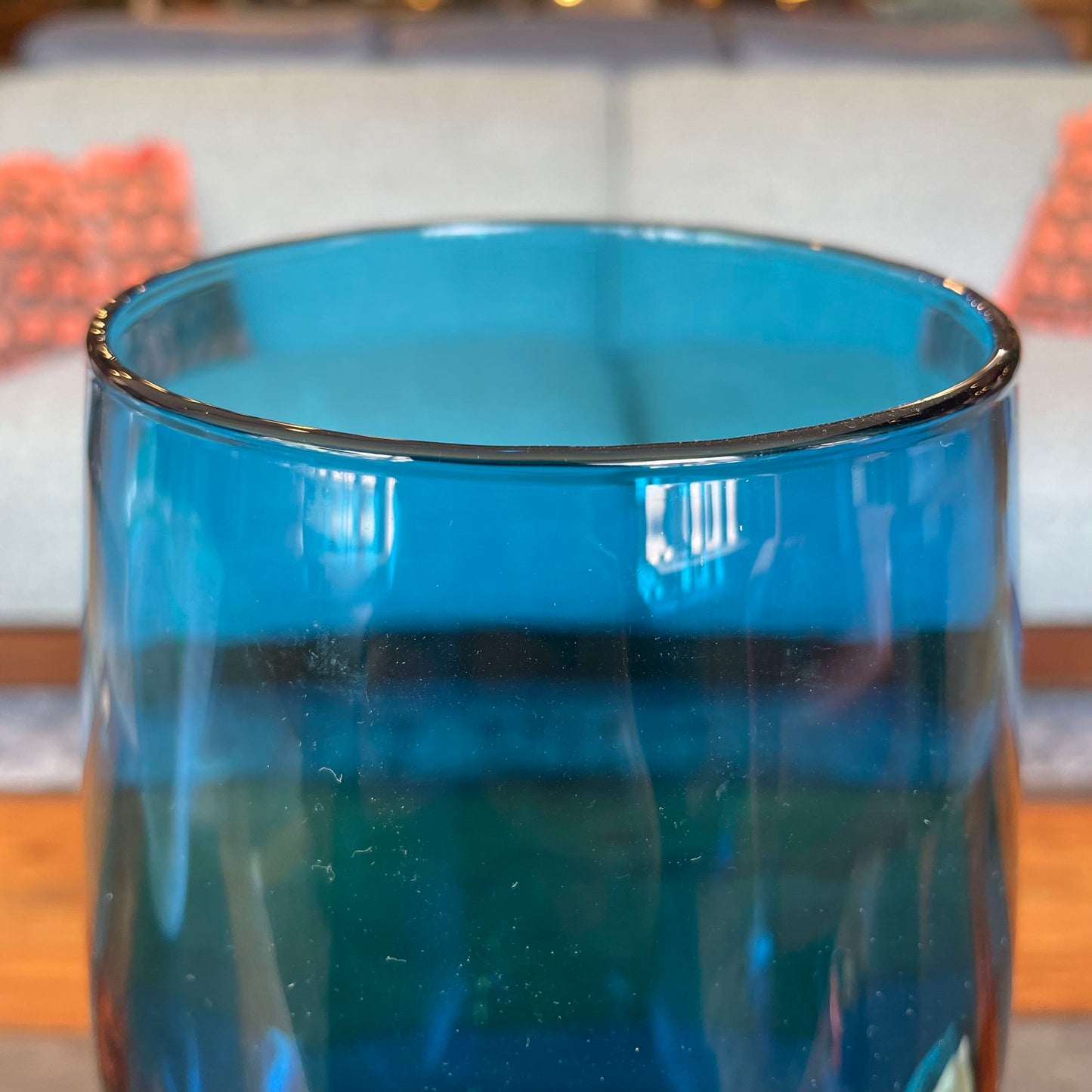Large Blue Decor Goblet with Clear Ball Accent