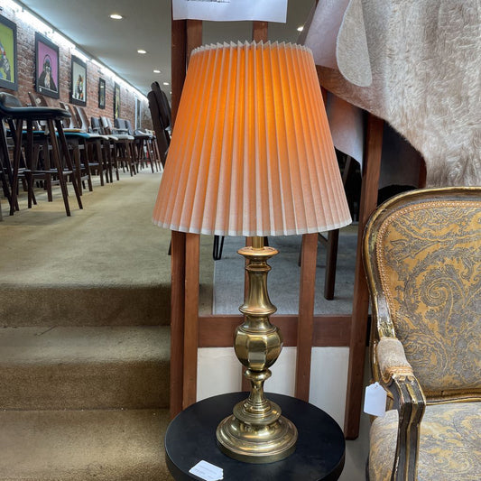 Brass Base Pleated Shade Table Lamp