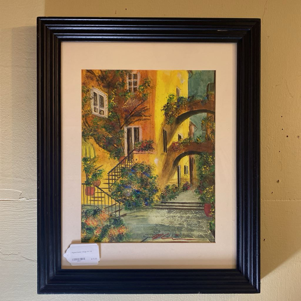 Signed Italian Village Art ART