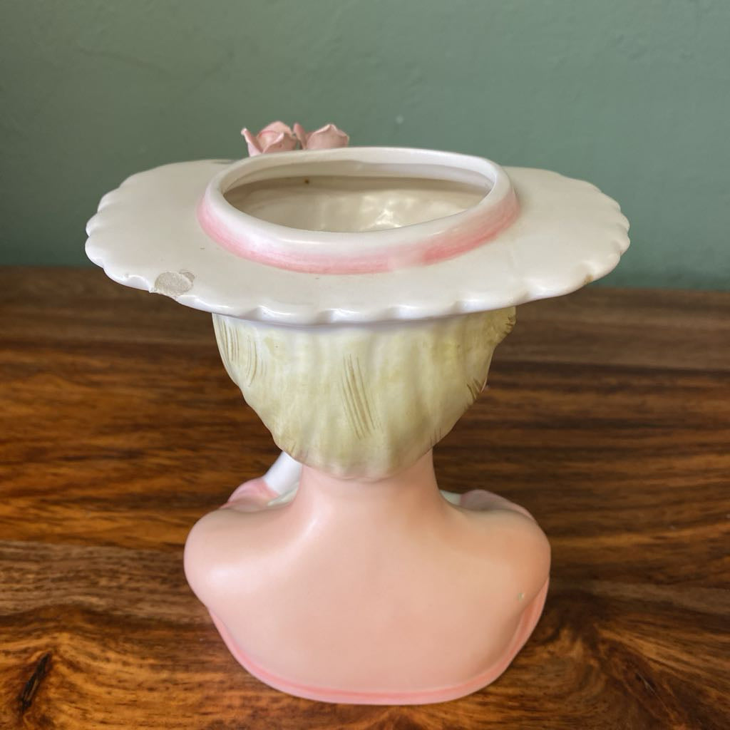 Vintage Pink Gown Lady Head Vase (AS IS)