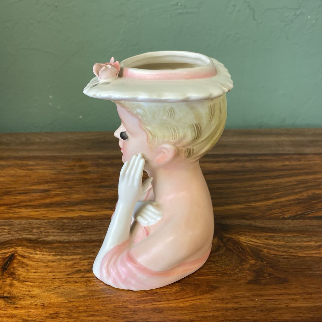 Vintage Pink Gown Lady Head Vase (AS IS)