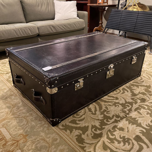 RH Black Faux Trunk Coffee Table with Drawers
