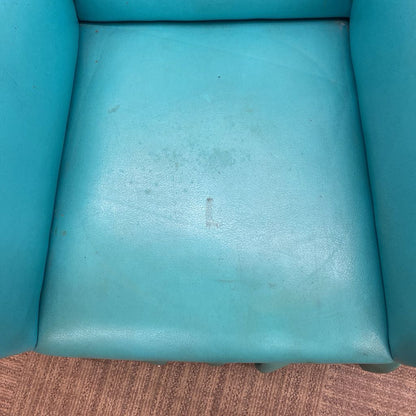 Vintage Teal Vinyl Skirted Nail Head Chair (AS IS) U ACCENT CHAIRS