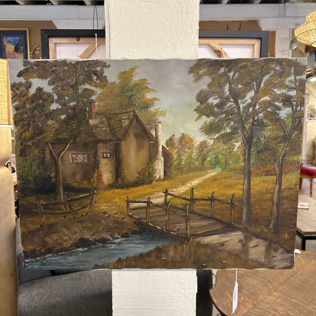 Original 1960's Cottage Oil Painting by A. Lamson ART
