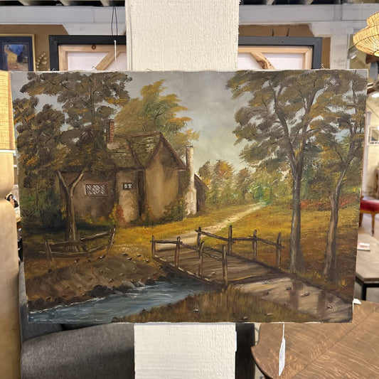 Original 1960's Cottage Oil Painting by A. Lamson ART