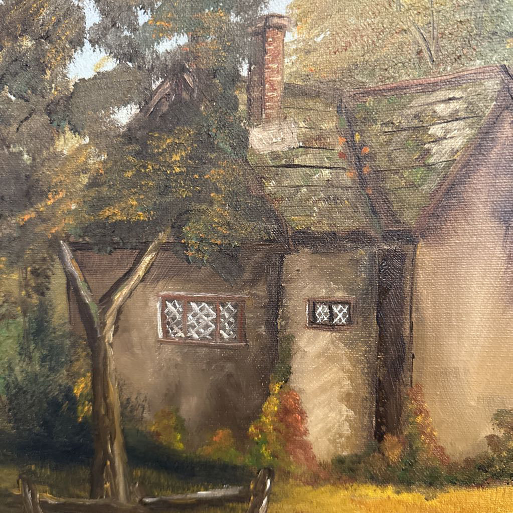 Original 1960's Cottage Oil Painting by A. Lamson ART