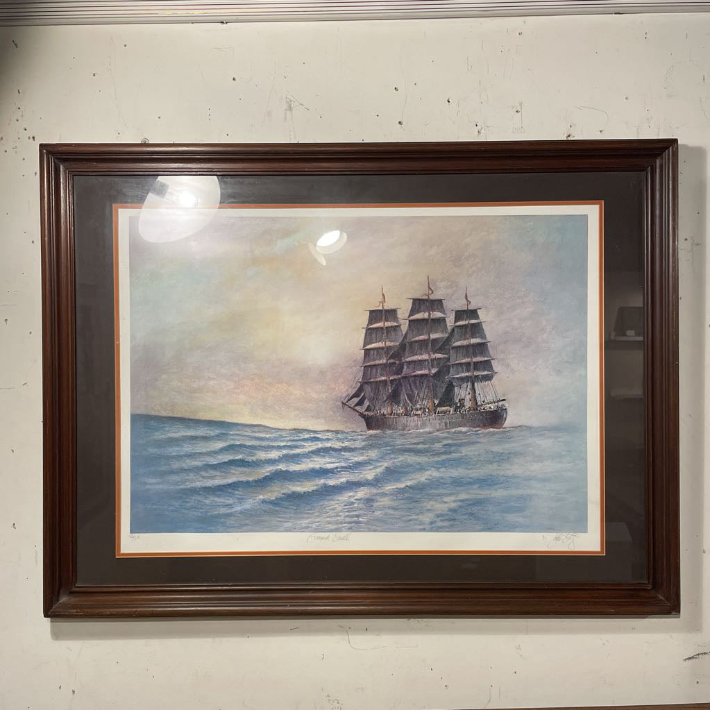 Large Framed Sailing Ship Print ART