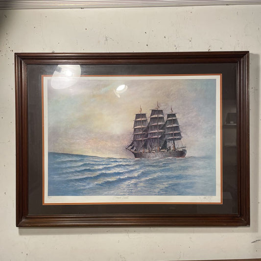 Large Framed Sailing Ship Print ART
