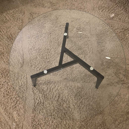 Round Glass Coffee Table with Black Painted Legs