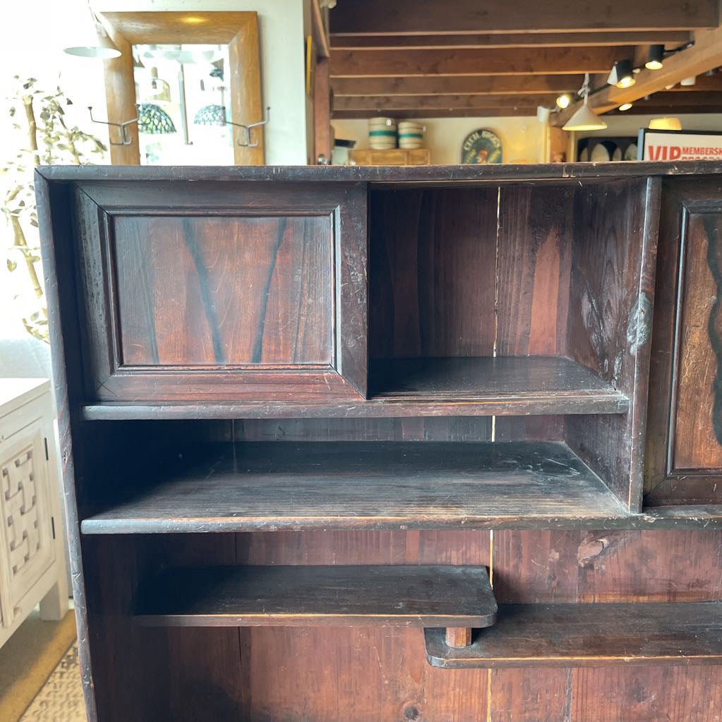 Dark Wood Display Tansu with Offset Shelf C CABINETS