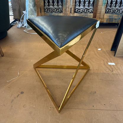 Theodore Alexander Glam Geometric Leather Stool C STOOLS