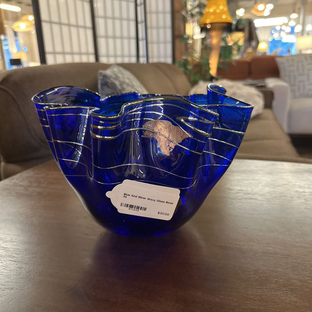 blue glass bowl