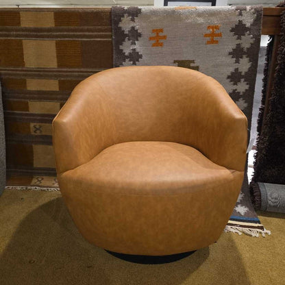 Faux Leather Barrel Swivel Chair