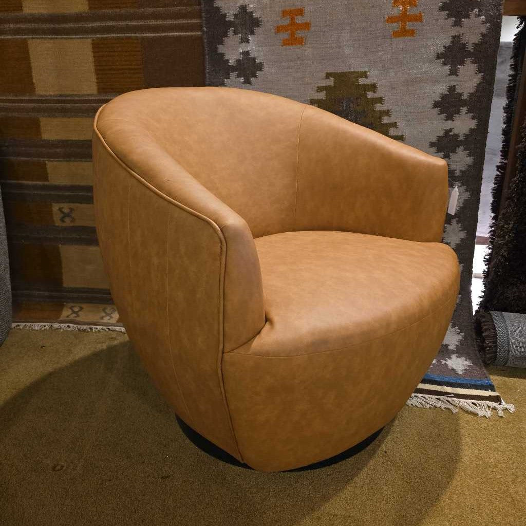 Faux Leather Barrel Swivel Chair