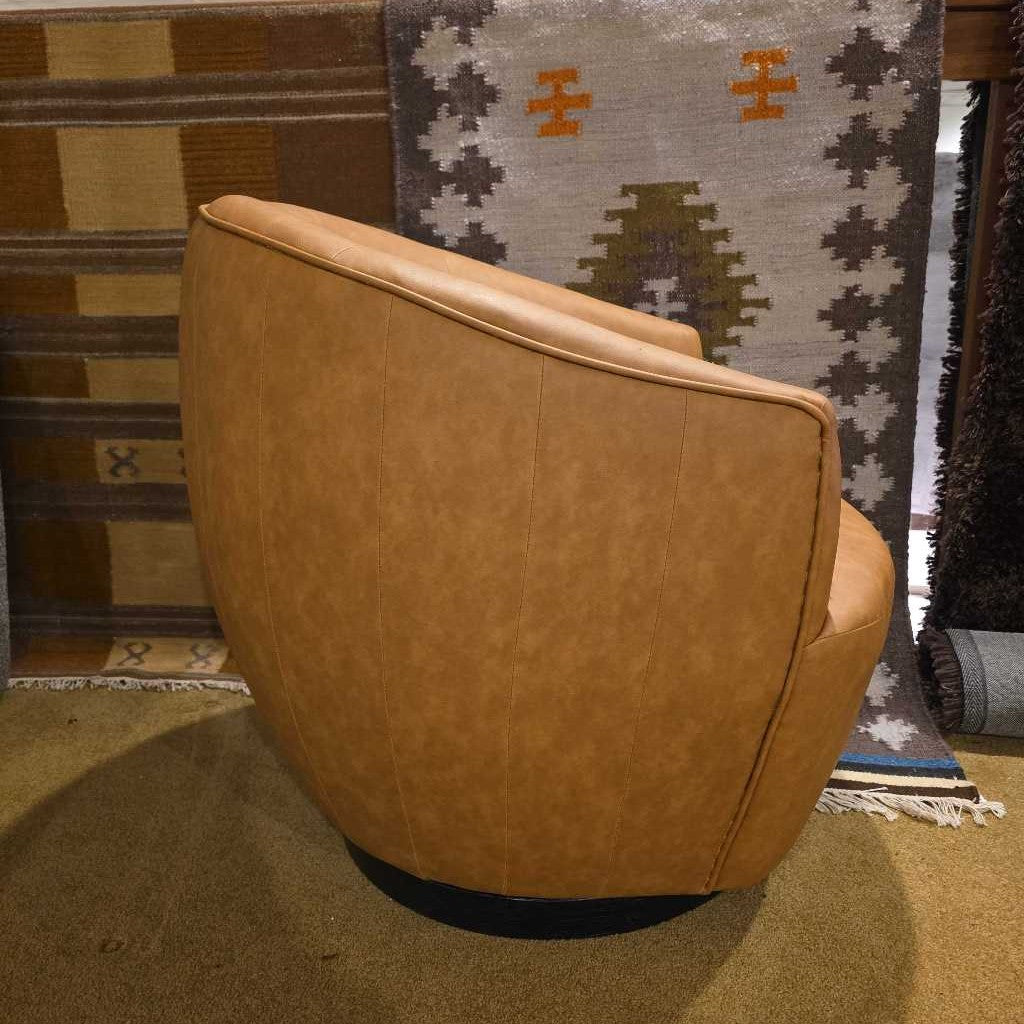 Faux Leather Barrel Swivel Chair