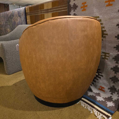 Faux Leather Barrel Swivel Chair