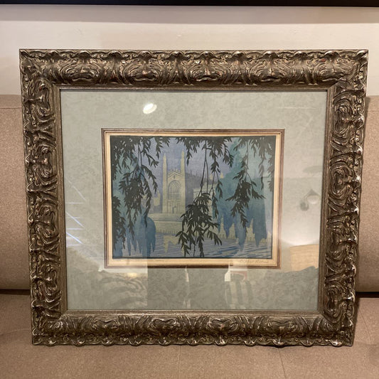 Wilfred R Wood ORIGINAL/SIGNED Watercolor in Silver Toned Frame ART