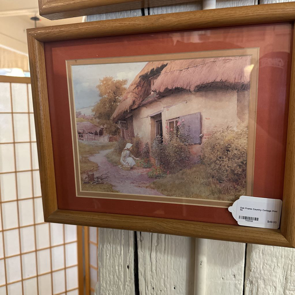 Oak Frame Country Cottage Print ART
