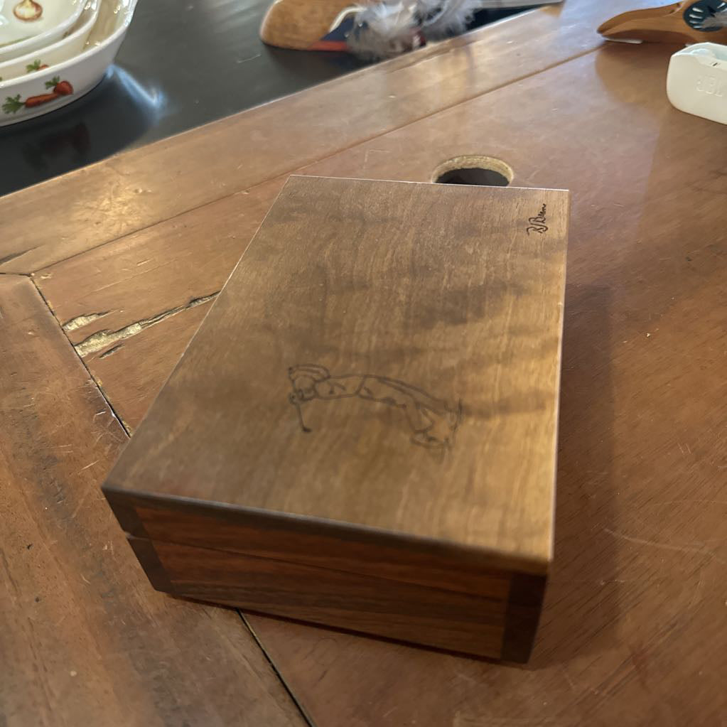 Handmade Wood Box W/ Mammoth Ivory Divot Pick UNIQUE FINDS