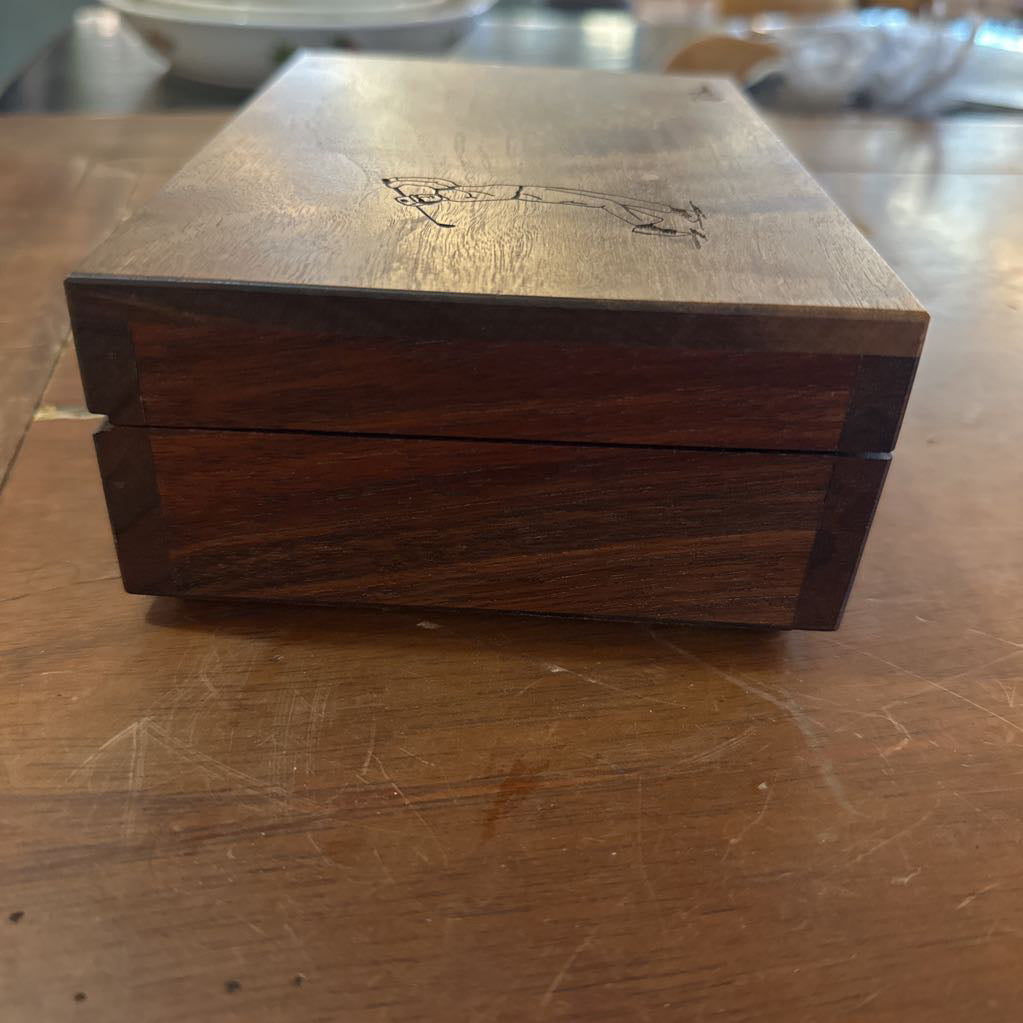Handmade Wood Box W/ Mammoth Ivory Divot Pick UNIQUE FINDS