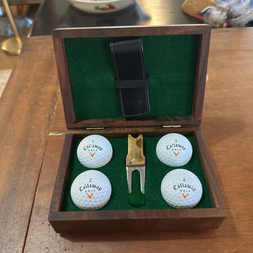 Handmade Wood Box W/ Mammoth Ivory Divot Pick UNIQUE FINDS