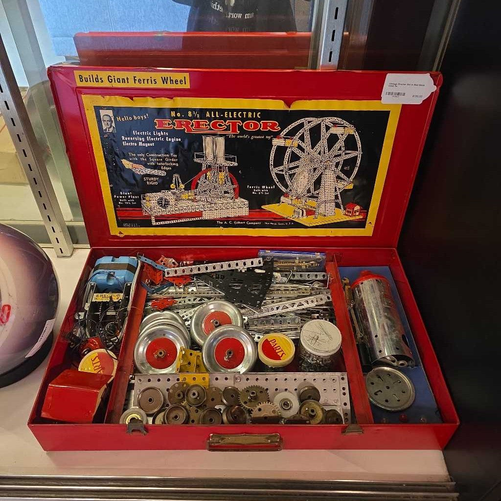 Vintage Erector Set in Red Metal Case