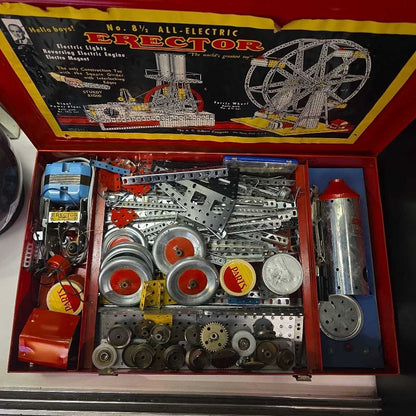 Vintage Erector Set in Red Metal Case