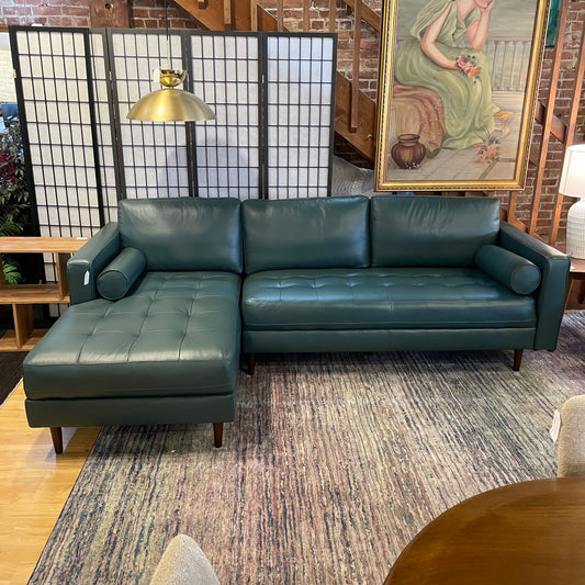 Malmo Teal Leather LAF Chaise Sectional U SECTIONALS LAF