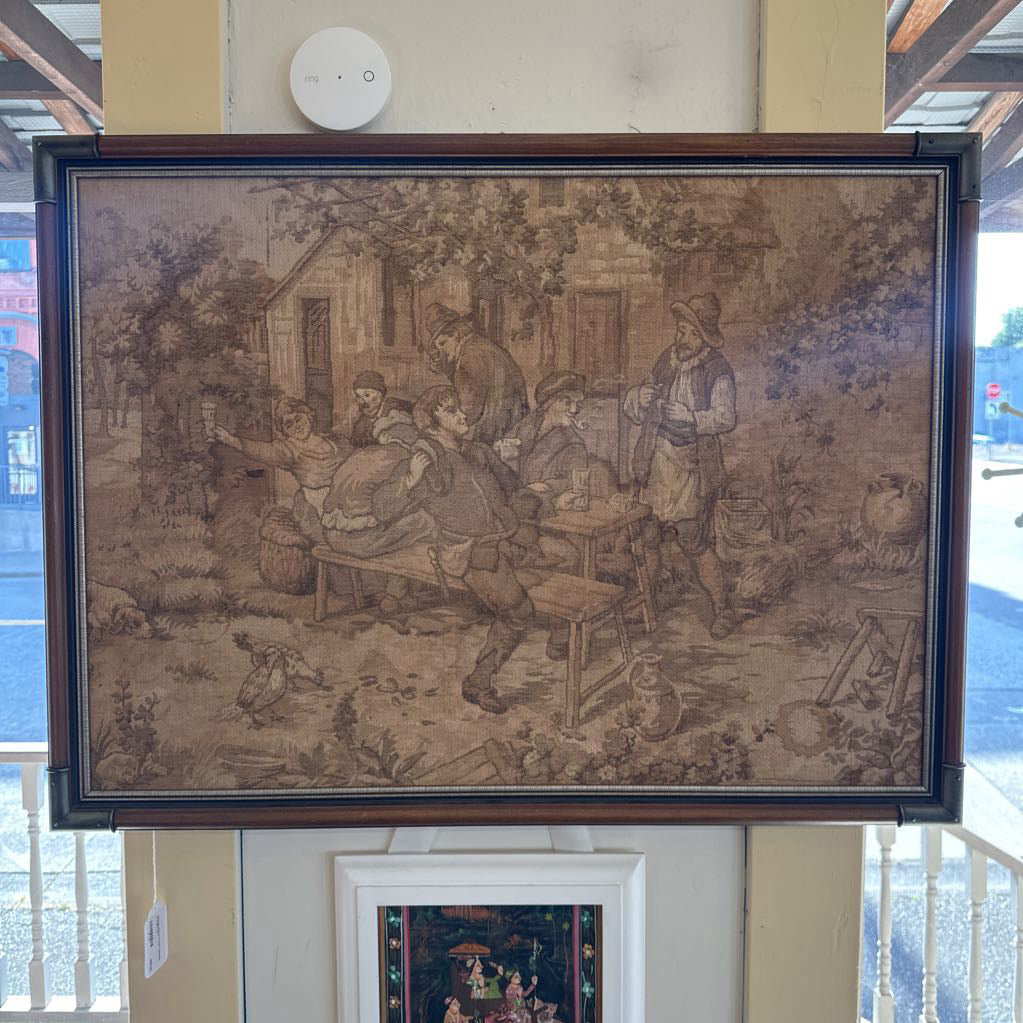 Vintage Woven French Tapestry in Frame