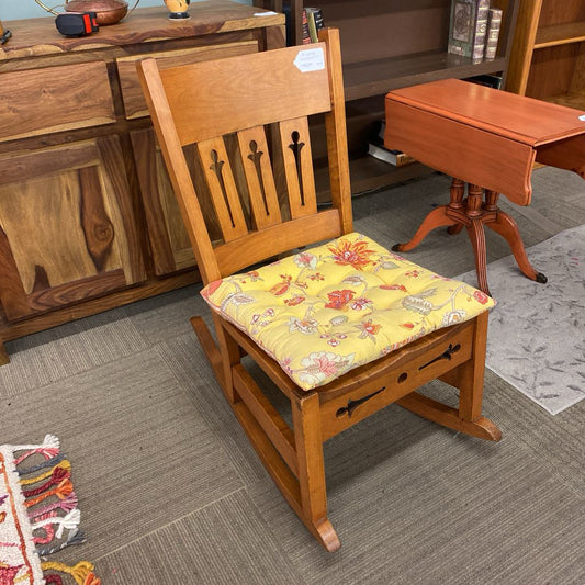Arts & Crafts Vintage Rocker w/Yellow Cushion