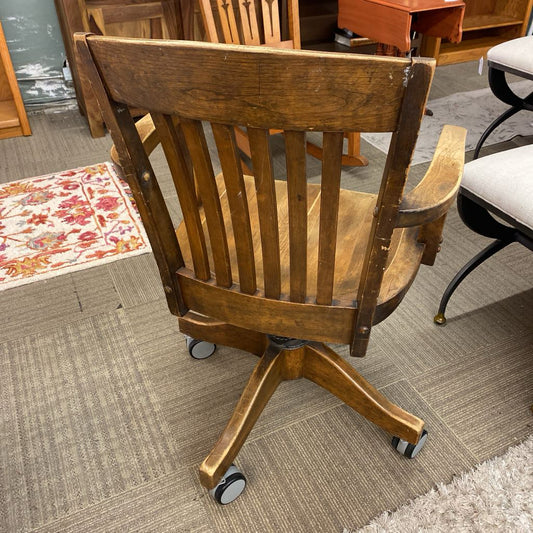 Vintage Hardwood Office Chair w/New Castors
