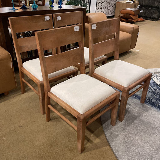 Solid Wood Ladder Back Cream Seat Dining Chair SET of 4