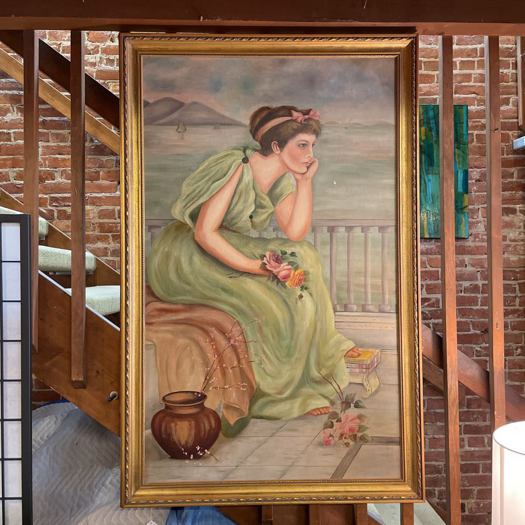 Classical Lady(Penelope?)with Roses Large Painting ART