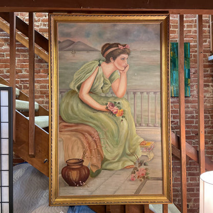 Classical Lady(Penelope?)with Roses Large Painting ART