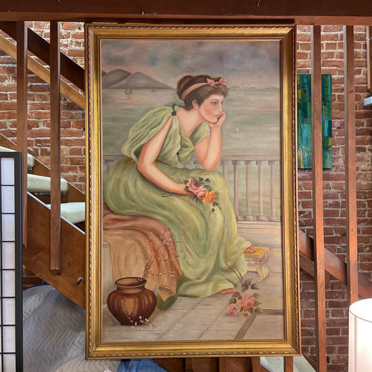 Classical Lady(Penelope?)with Roses Large Painting ART