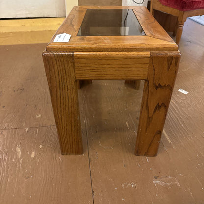 Oak Glass Top Side Table