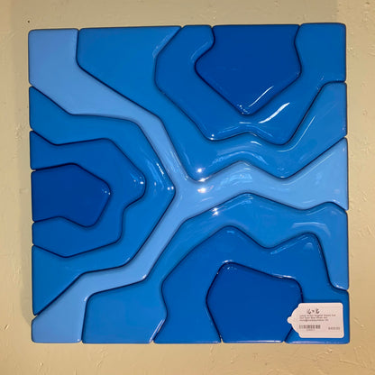 Local Artist Original Wood Cut Out Dark Blue Resin Art insta@madebymokee