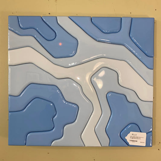 Local Artist Original Wood Cut Out Light Blue Resin Art insta@madebymokee