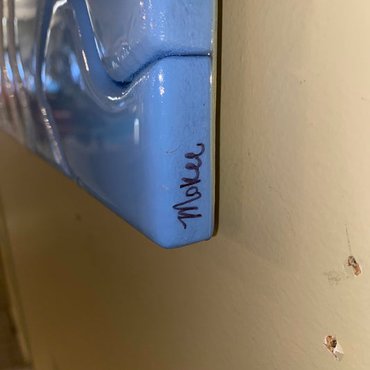 Local Artist Original Wood Cut Out Light Blue Resin Art insta@madebymokee