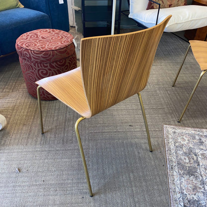 LELAND Stackable Zebra Plywood Side Chairs SET 4 (AS IS)