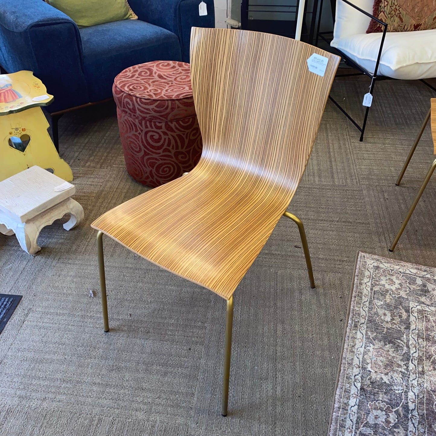 LELAND Stackable Zebra Plywood Side Chairs SET 4 (AS IS)