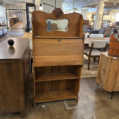 Antique Shallow Oak Secretary Desk
