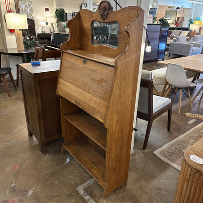 Antique Shallow Oak Secretary Desk