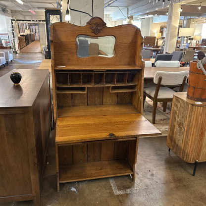 Antique Shallow Oak Secretary Desk
