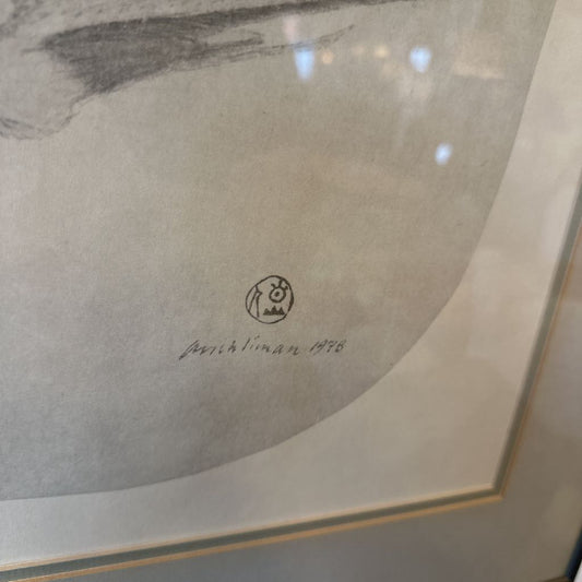 Square Pencil Drawing Print of Birds