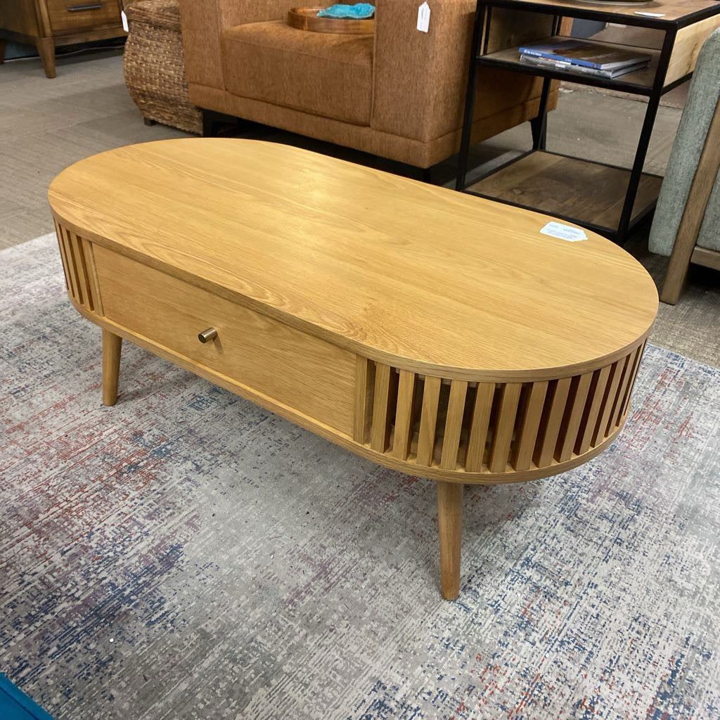 Houston Oval Coffee Table with Drawer C COFFEE TABLES