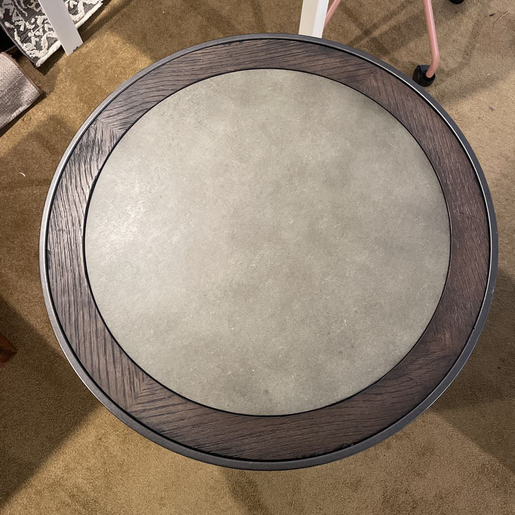 Round Metal & Wood Side Table C SIDE TABLES