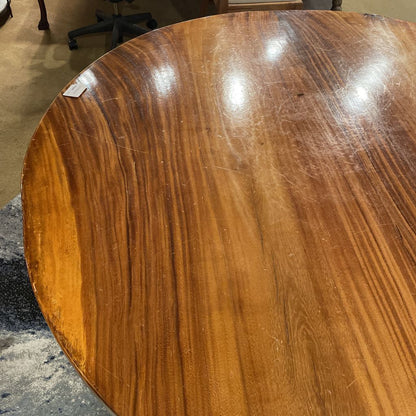 Round Chrome Base Bow Tie Wood Top Dining Table C DINING TABLES
