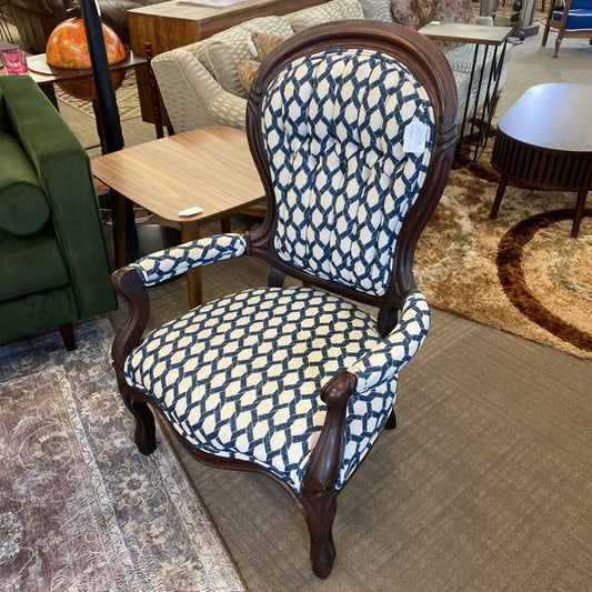 Antique Balloon Back Newly Upholstered Armchair (AS IS) U ACCENT CHAIRS